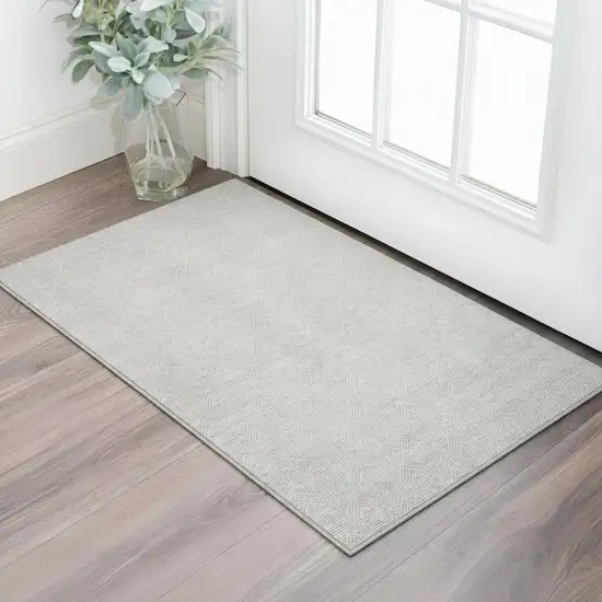 Taupe And Ivory Abstract Geometric Washable Area Rug With UV Protection Photo 2