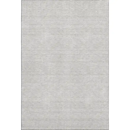 Taupe And Ivory Abstract Geometric Washable Area Rug With UV Protection Photo 1