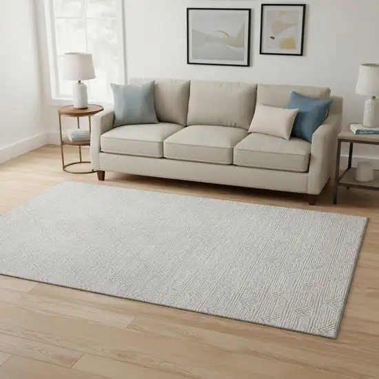 Taupe And Ivory Abstract Geometric Washable Area Rug With UV Protection Photo 2