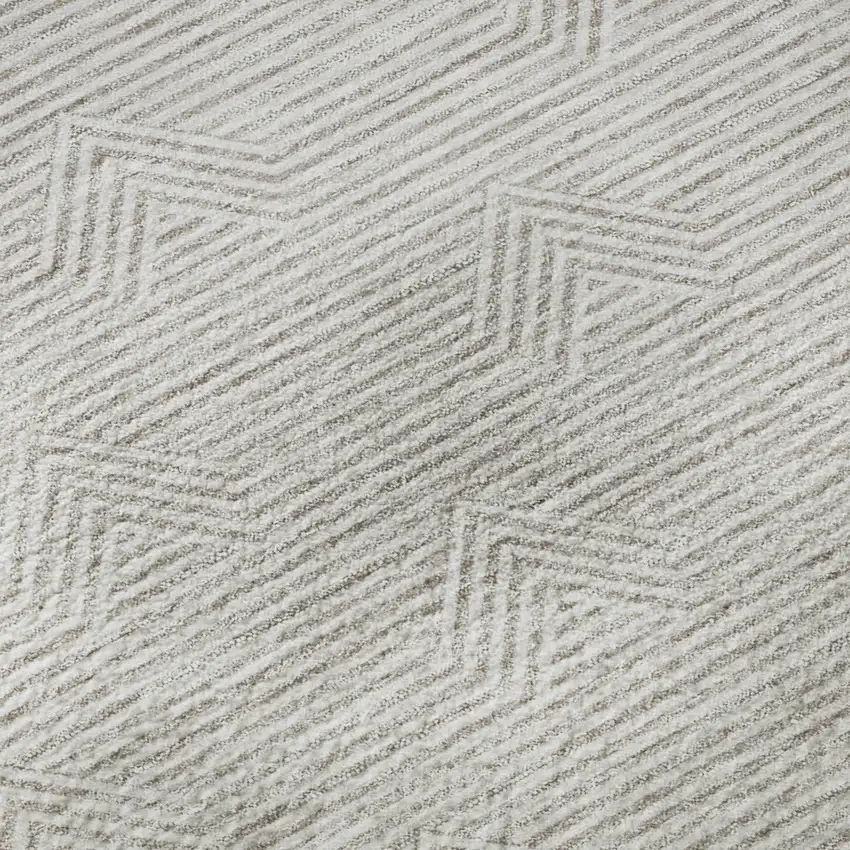 Taupe And Ivory Abstract Geometric Washable Area Rug With UV Protection Photo 9