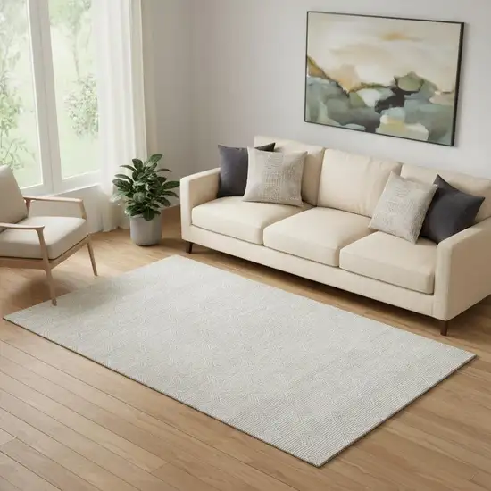 Taupe And Ivory Abstract Geometric Washable Area Rug With UV Protection Photo 1