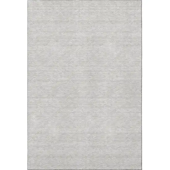 Taupe And Ivory Abstract Geometric Washable Area Rug With UV Protection Photo 3