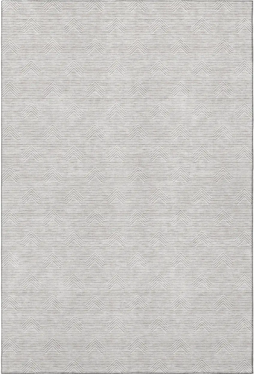 Taupe And Ivory Abstract Geometric Washable Area Rug With UV Protection Photo 3