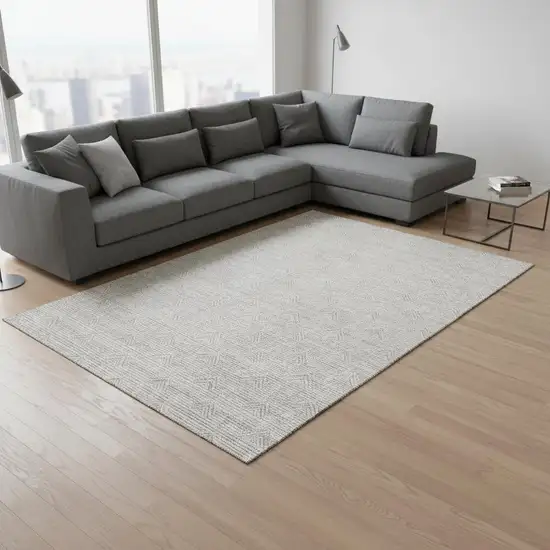 Taupe And Ivory Abstract Geometric Washable Area Rug With UV Protection Photo 2