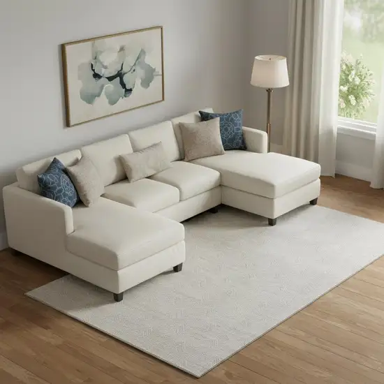 Taupe And Ivory Abstract Geometric Washable Area Rug With UV Protection Photo 1