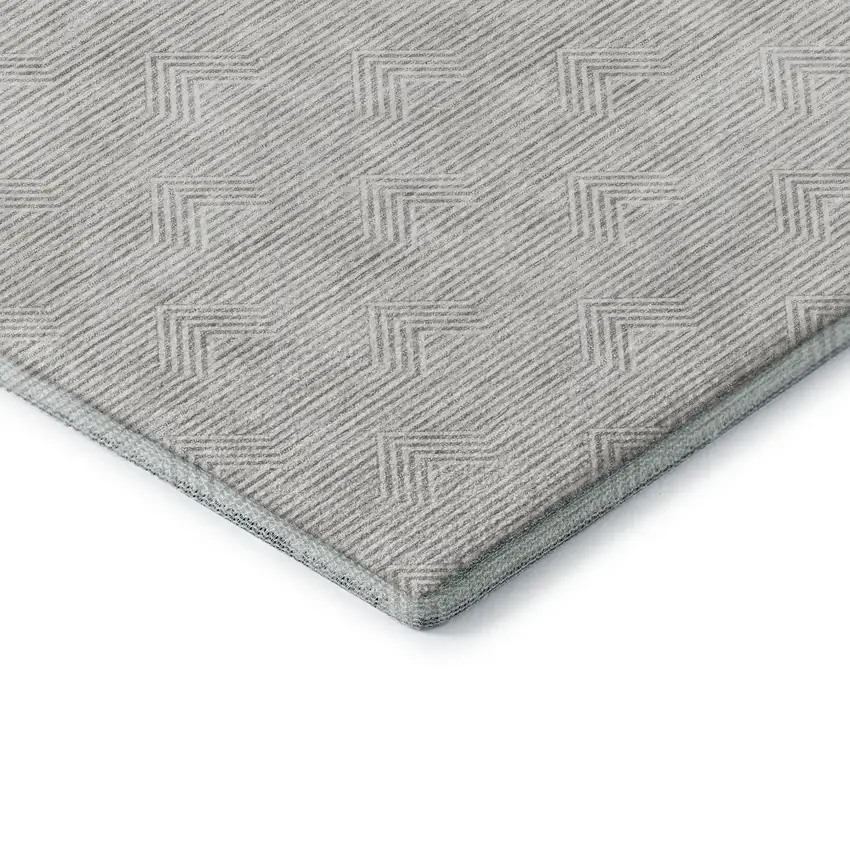 Taupe And Ivory Abstract Geometric Washable Area Rug With UV Protection Photo 8