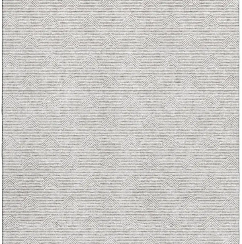 Taupe And Ivory Abstract Geometric Washable Area Rug With UV Protection Photo 4