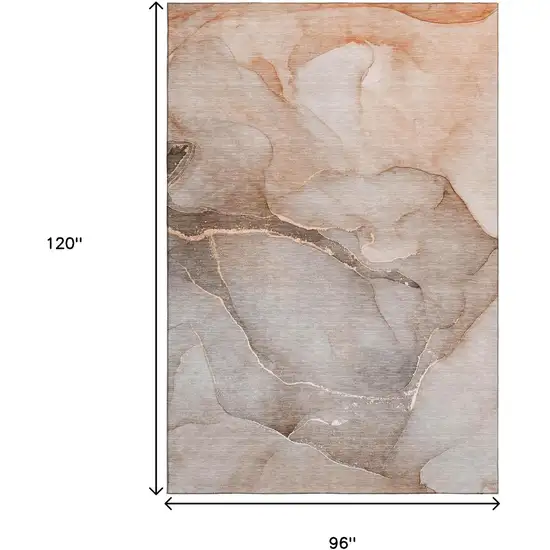 Taupe And Ivory Abstract Washable Area Rug With UV Protection Photo 3