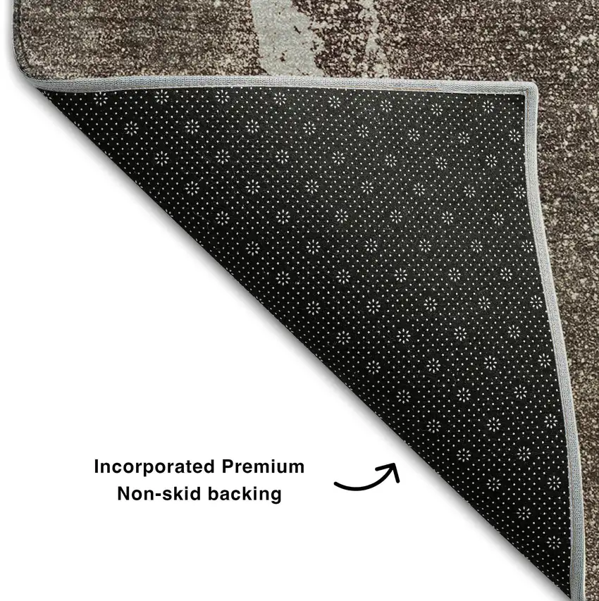 Taupe And Ivory Abstract Washable Area Rug With UV Protection Photo 7