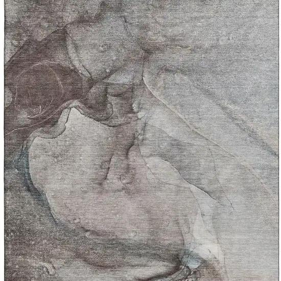 Taupe And Ivory Abstract Washable Area Rug With UV Protection Photo 3