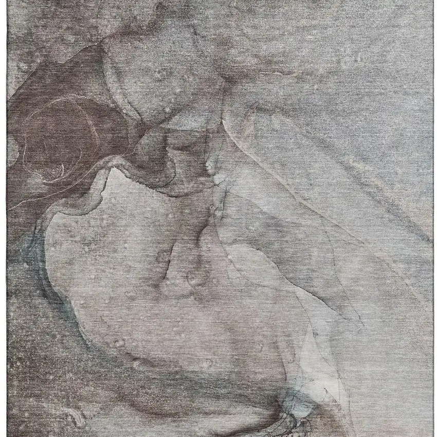 Taupe And Ivory Abstract Washable Area Rug With UV Protection Photo 3