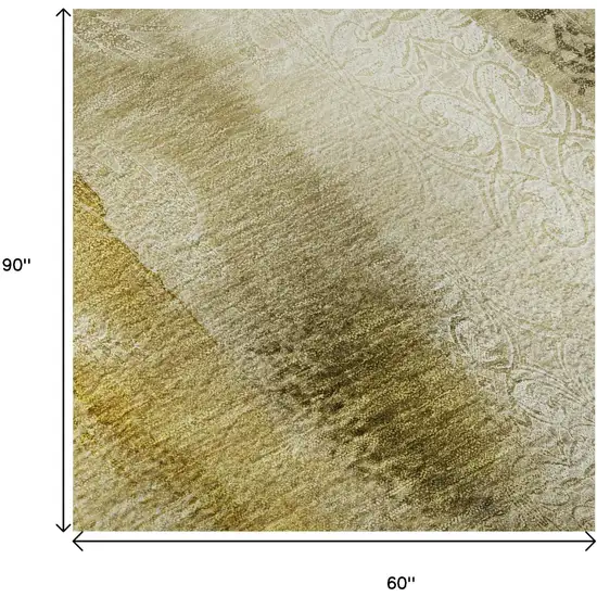 Taupe And Ivory Abstract Washable Area Rug With UV Protection Photo 8