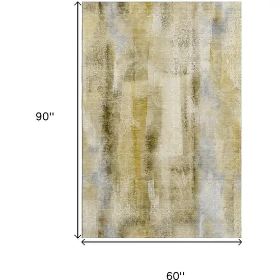 Taupe And Ivory Abstract Washable Area Rug With UV Protection Photo 3