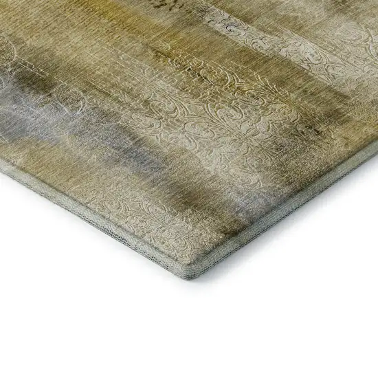 Taupe And Ivory Abstract Washable Area Rug With UV Protection Photo 6
