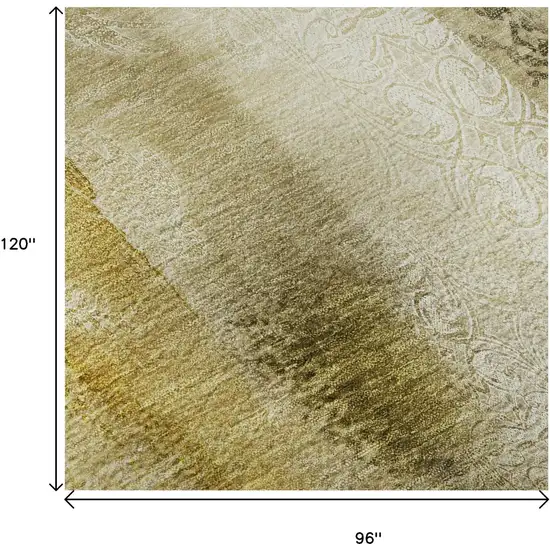 Taupe And Ivory Abstract Washable Area Rug With UV Protection Photo 8