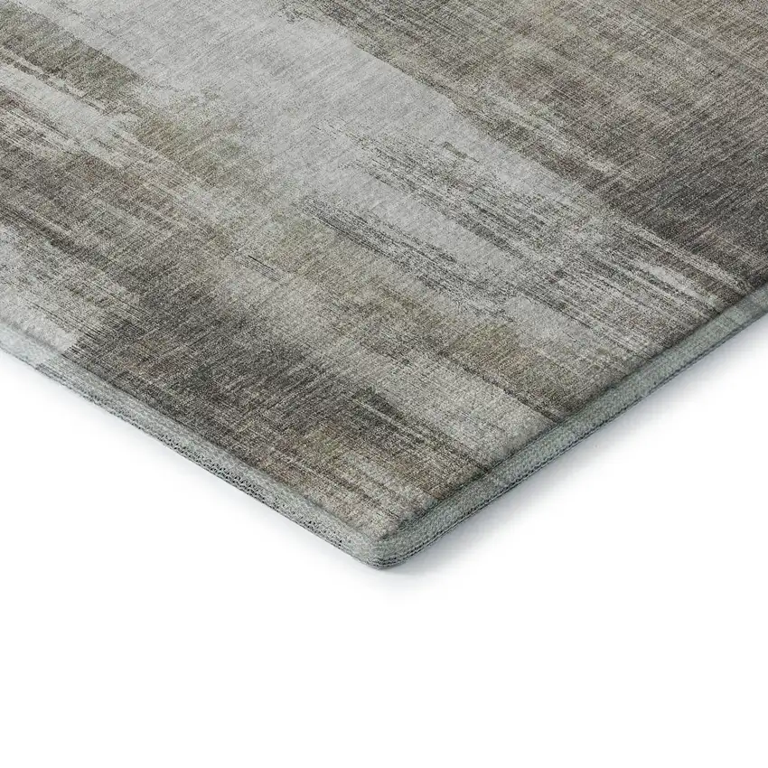 Taupe And Ivory Abstract Washable Area Rug With UV Protection Photo 9