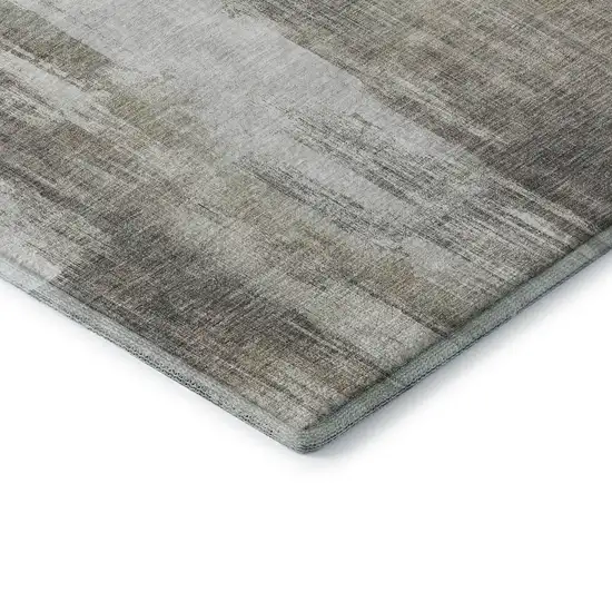 Taupe And Ivory Abstract Washable Area Rug With UV Protection Photo 8