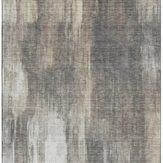Taupe And Ivory Abstract Washable Area Rug With UV Protection Photo 3