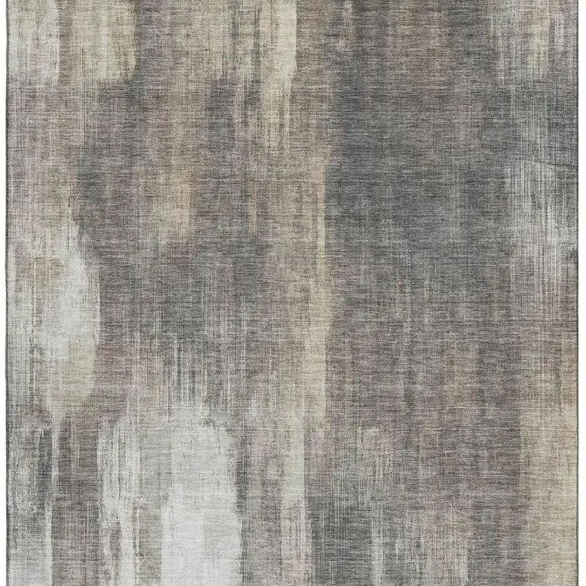 Taupe And Ivory Abstract Washable Area Rug With UV Protection Photo 3