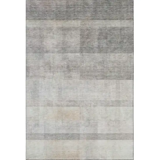 Taupe And Ivory Abstract Washable Area Rug With UV Protection Photo 3