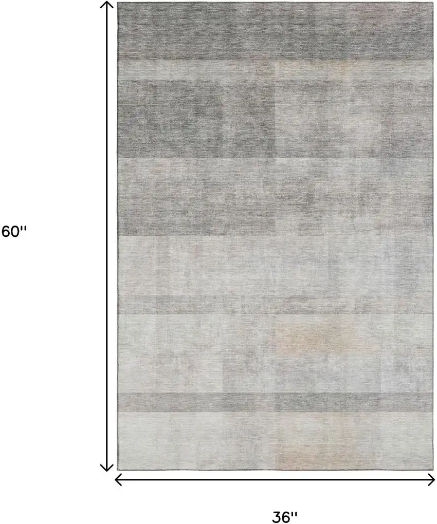 Taupe And Ivory Abstract Washable Area Rug With UV Protection Photo 7