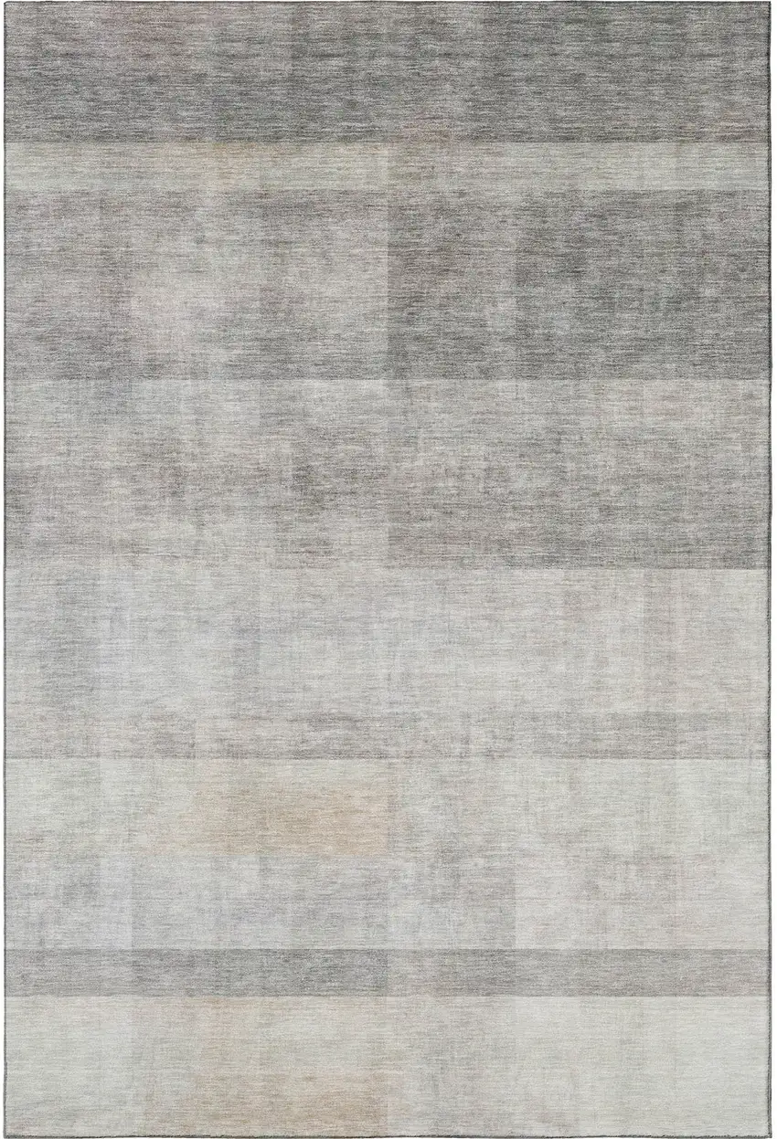 Taupe And Ivory Abstract Washable Area Rug With UV Protection Photo 3