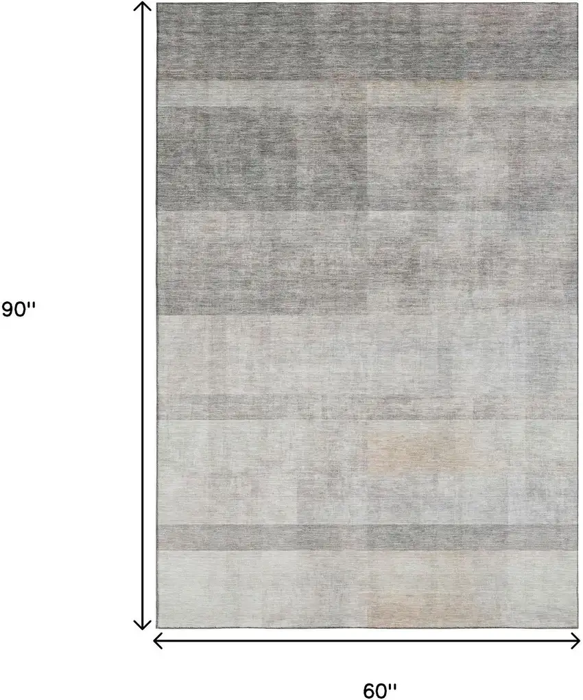 Taupe And Ivory Abstract Washable Area Rug With UV Protection Photo 3