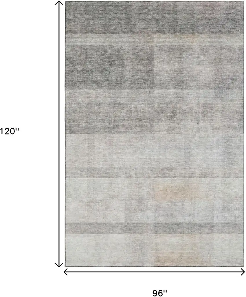 Taupe And Ivory Abstract Washable Area Rug With UV Protection Photo 7