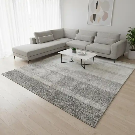 Taupe And Ivory Abstract Washable Area Rug With UV Protection Photo 2