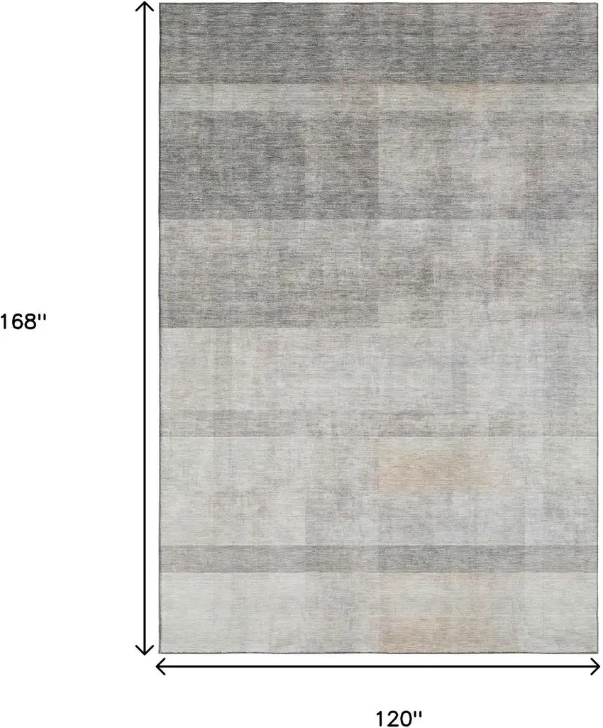 Taupe And Ivory Abstract Washable Area Rug With UV Protection Photo 7