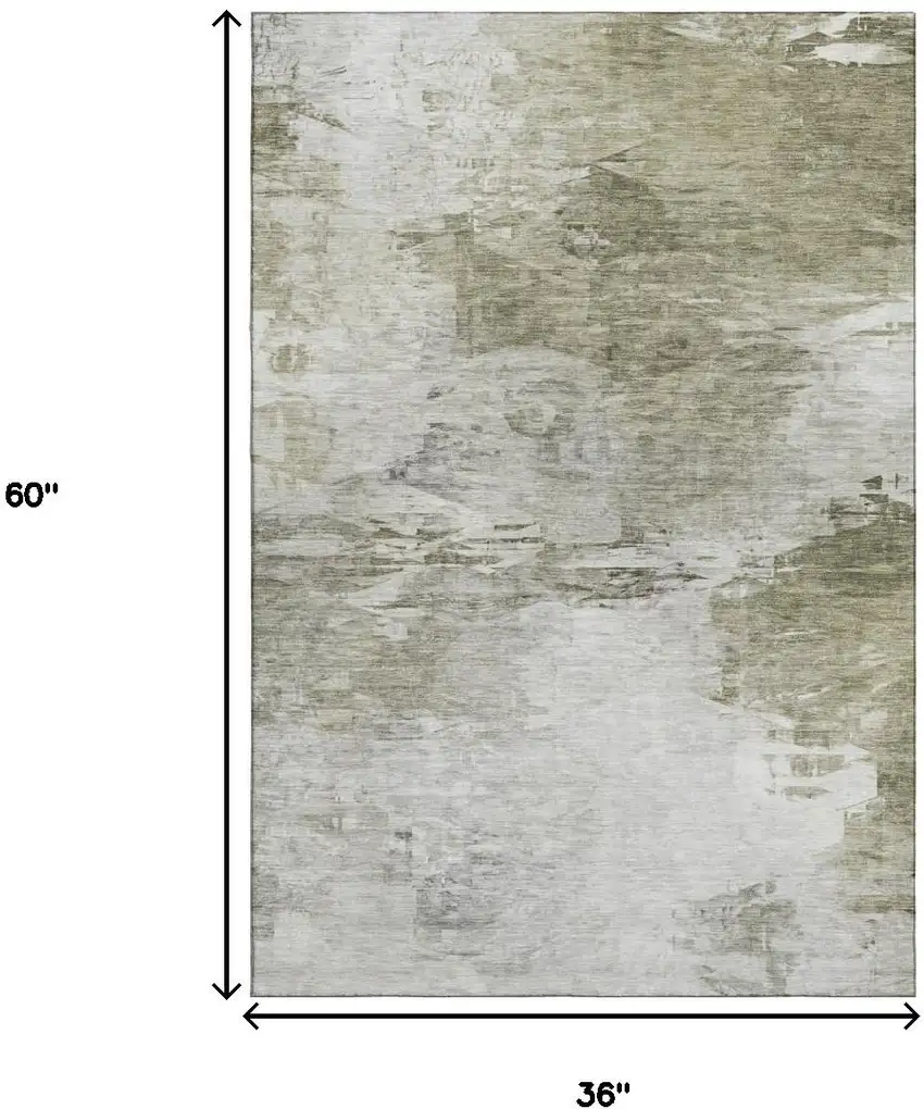 Taupe And Ivory Abstract Washable Area Rug With UV Protection Photo 3