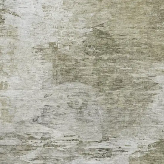 Taupe And Ivory Abstract Washable Area Rug With UV Protection Photo 4