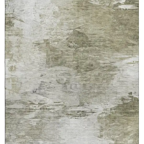 Taupe And Ivory Abstract Washable Area Rug With UV Protection Photo 4