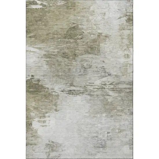 Taupe And Ivory Abstract Washable Area Rug With UV Protection Photo 4