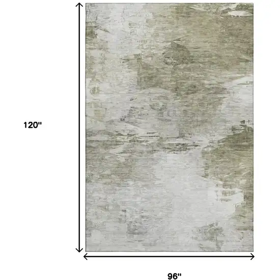 Taupe And Ivory Abstract Washable Area Rug With UV Protection Photo 7