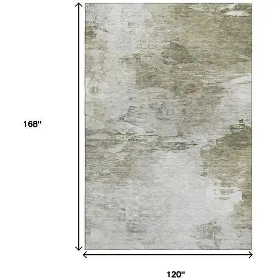 Taupe And Ivory Abstract Washable Area Rug With UV Protection Photo 7