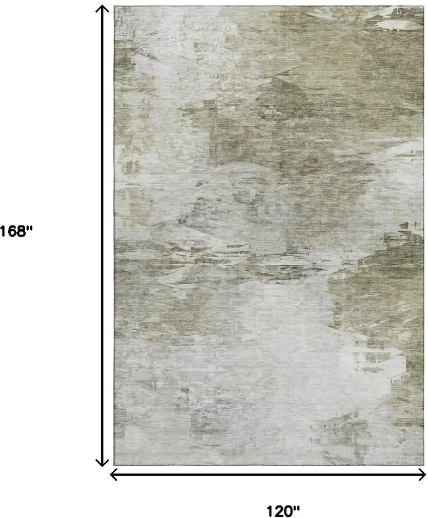 Taupe And Ivory Abstract Washable Area Rug With UV Protection Photo 7