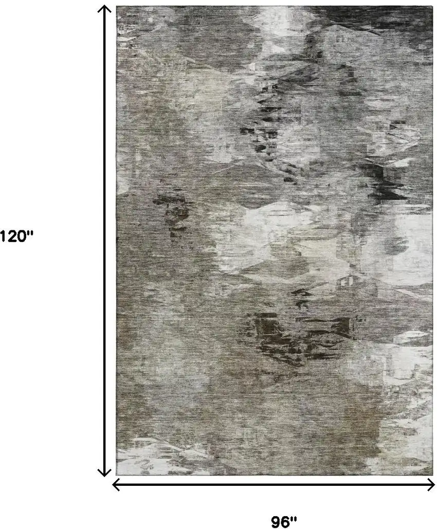 Taupe And Ivory Abstract Washable Area Rug With UV Protection Photo 5