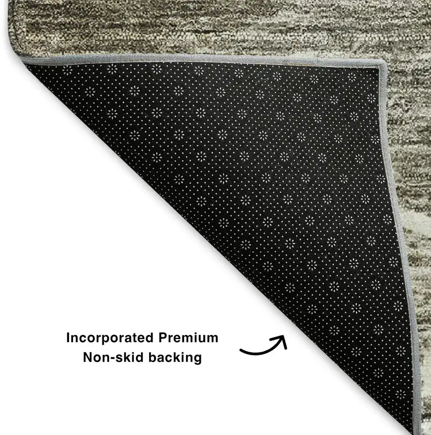 Taupe And Ivory Abstract Washable Area Rug With UV Protection Photo 6