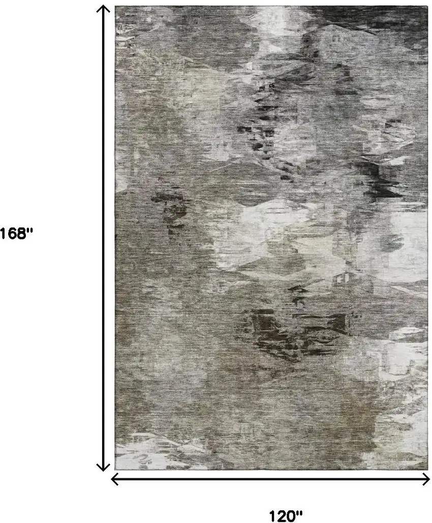 Taupe And Ivory Abstract Washable Area Rug With UV Protection Photo 6