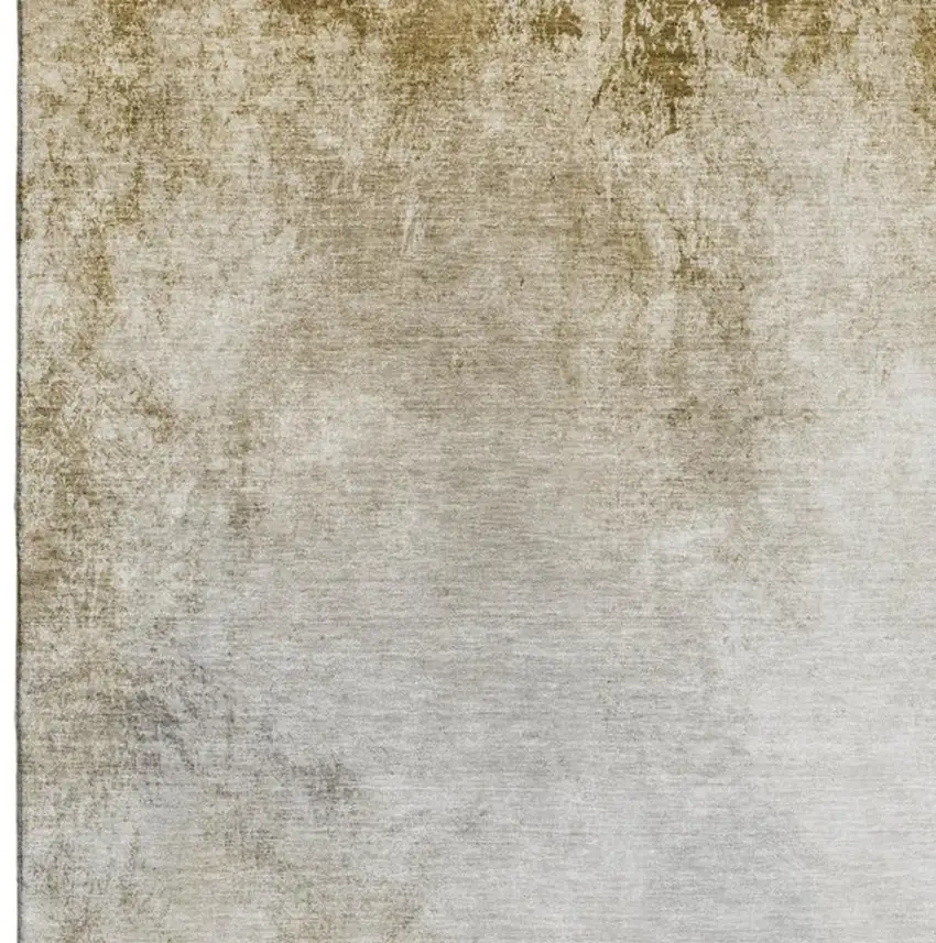 Taupe And Ivory Abstract Washable Area Rug With UV Protection Photo 3