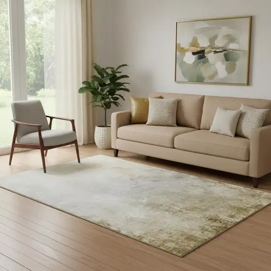 Taupe And Ivory Abstract Washable Area Rug With UV Protection Photo 1