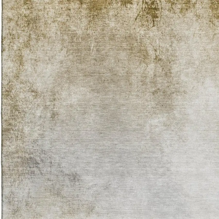 Taupe And Ivory Abstract Washable Area Rug With UV Protection Photo 9