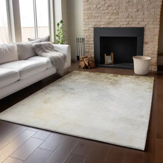 Taupe And Ivory Abstract Washable Area Rug With UV Protection Photo 6