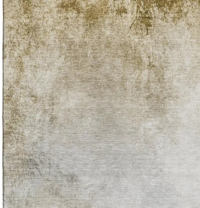 Taupe And Ivory Abstract Washable Area Rug With UV Protection Photo 3