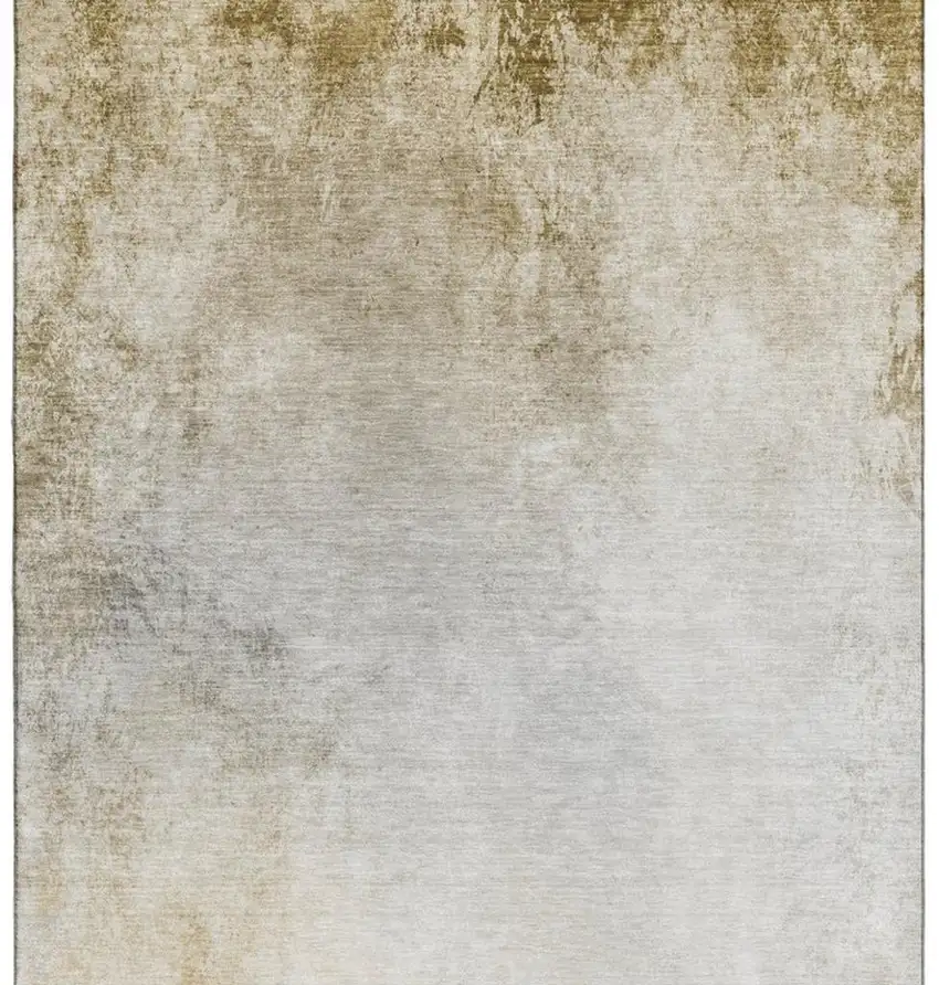 Taupe And Ivory Abstract Washable Area Rug With UV Protection Photo 9