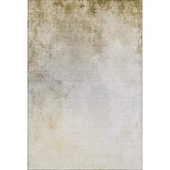Taupe And Ivory Abstract Washable Area Rug With UV Protection Photo 1