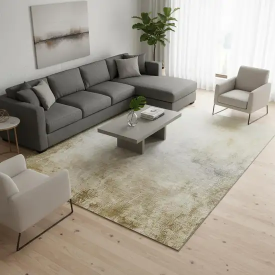 Taupe And Ivory Abstract Washable Area Rug With UV Protection Photo 2