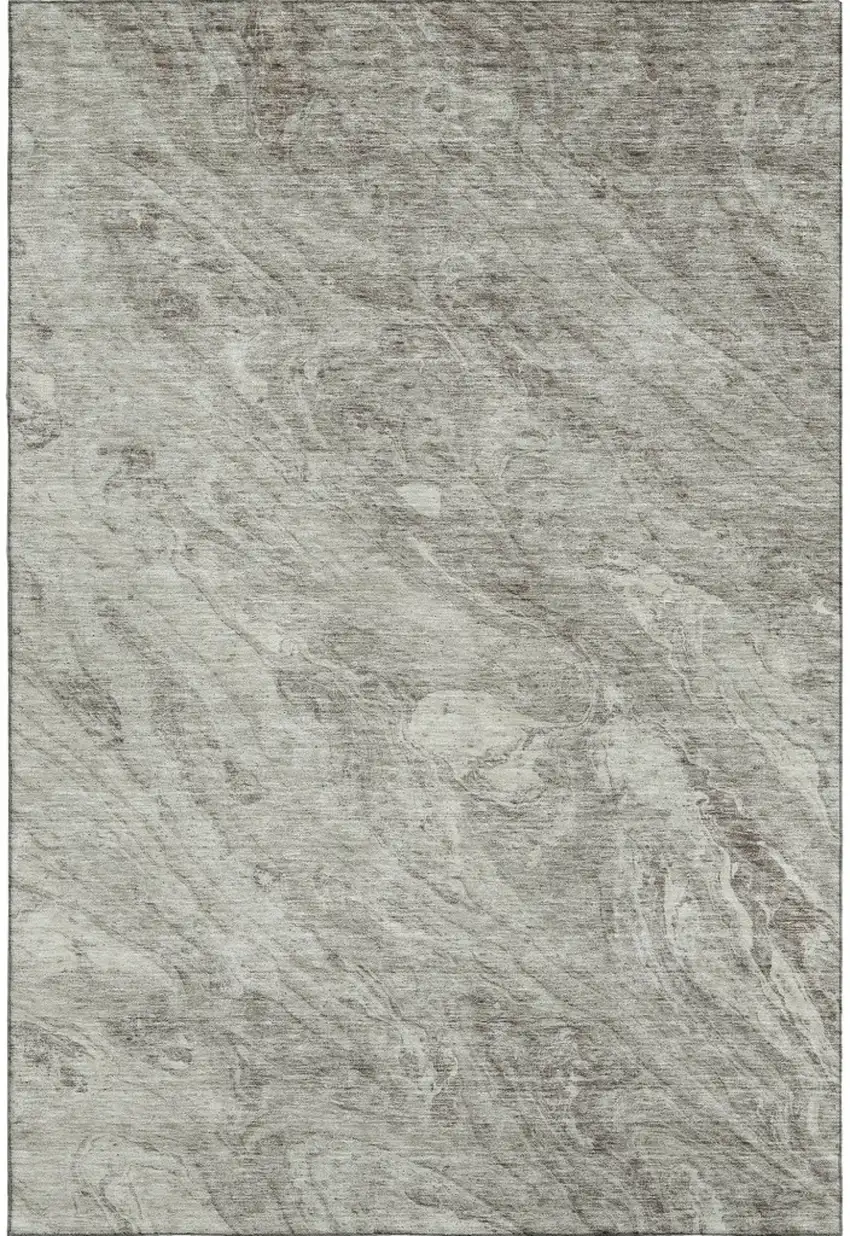 Taupe And Ivory Abstract Washable Area Rug With UV Protection Photo 1