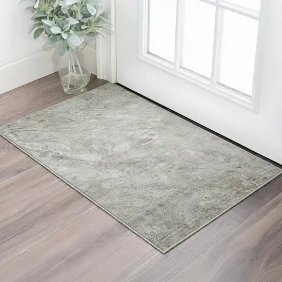 Taupe And Ivory Abstract Washable Area Rug With UV Protection Photo 2